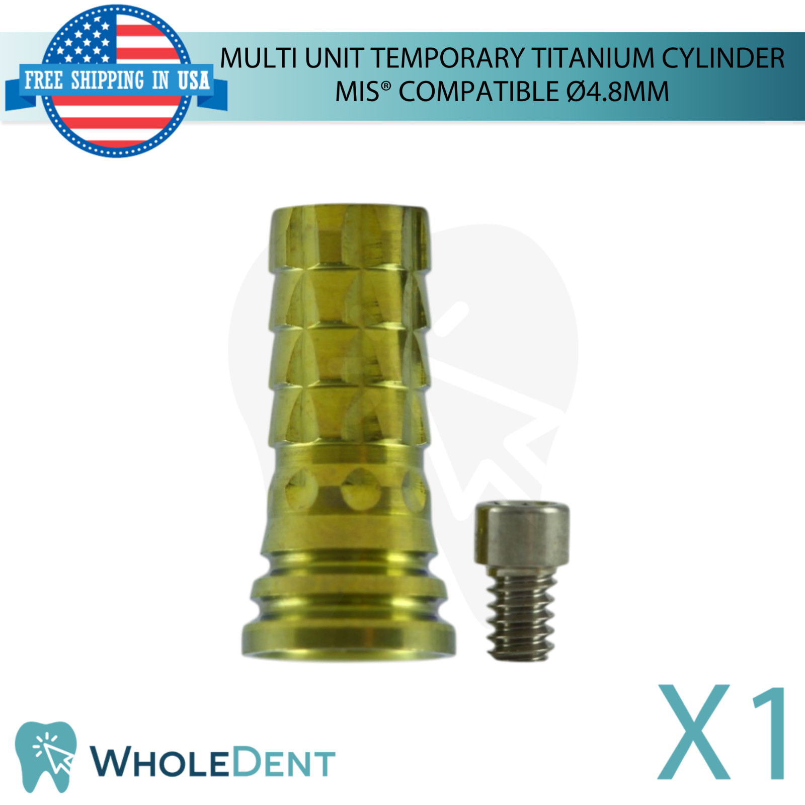 Dental Titanium Multi Unit Temp Cylinder Compatible with MIS® Ø4.8mm Lab Dental Titanium Multi Unit Temp Cylinder Compatible with MIS® Ø4.8mm Lab