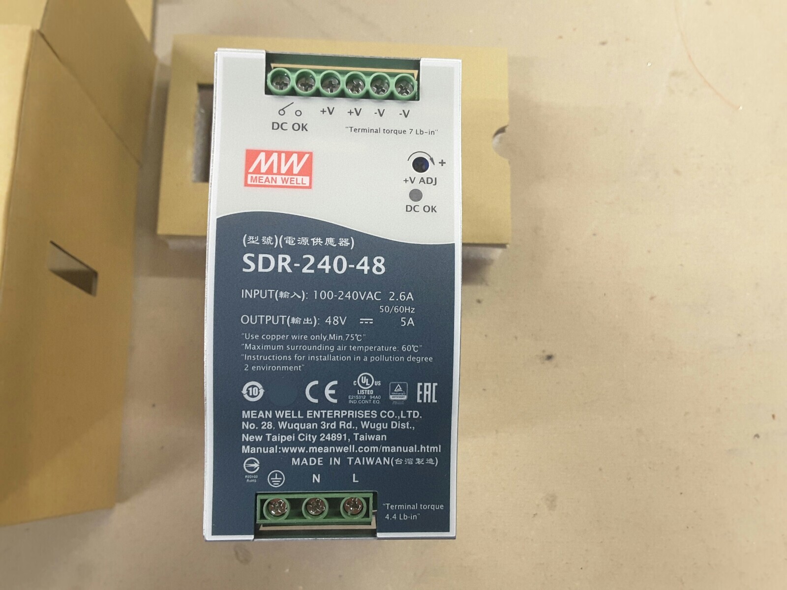 MEAN WELL SDR-240-48 240W 48V 5A AC to DC DIN-Rail Power Supply 100-240v input MEAN WELL SDR-240-48 240W 48V 5A AC to DC DIN-Rail Power Supply 100-240v input