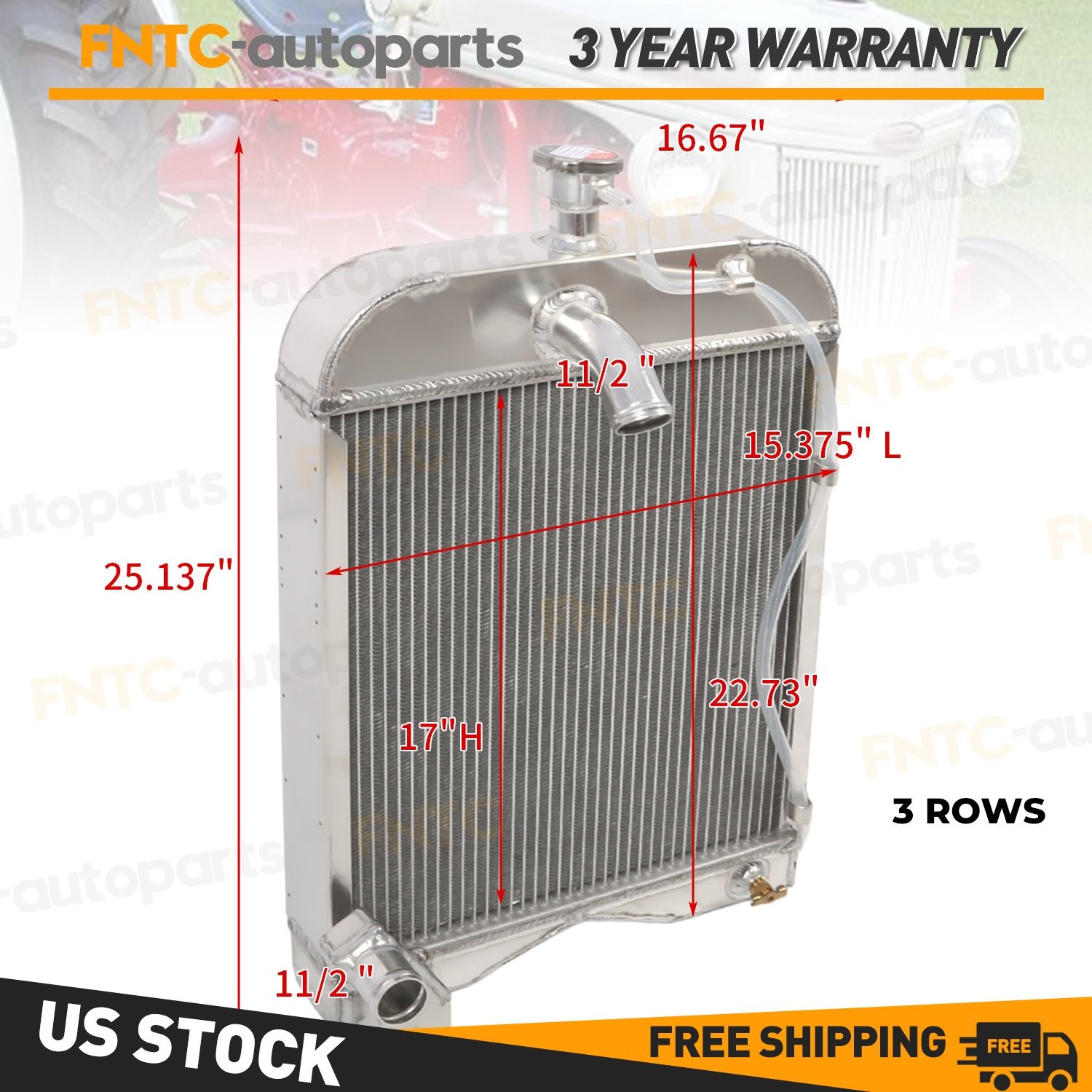 3 ROW Tractor Aluminum Radiator Fits For Ford 8N 9N 2N Models 8N8005 86551430 3 ROW Tractor Aluminum Radiator Fits For Ford 8N 9N 2N Models 8N8005 86551430