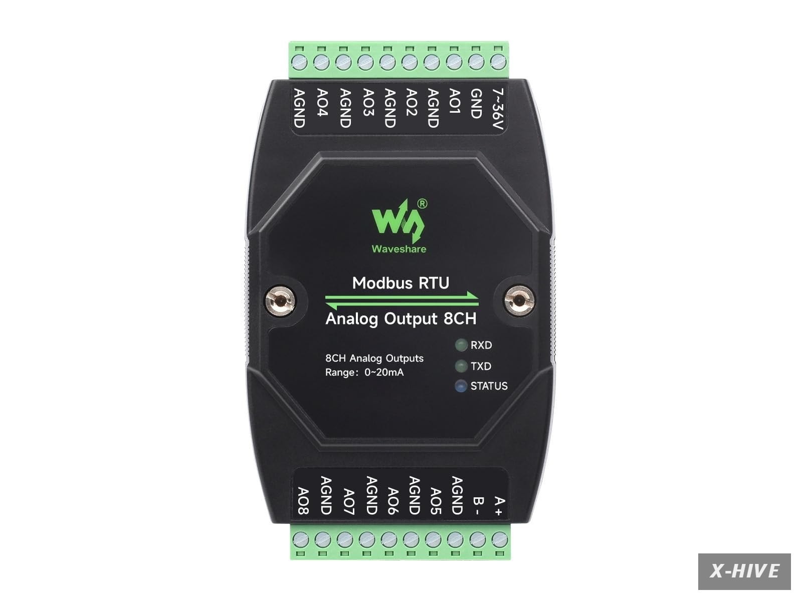 Waveshare Industrial 8-Ch Analog Output Module,12-Bit DA Conversion Waveshare Industrial 8-Ch Analog Output Module,12-Bit DA Conversion
