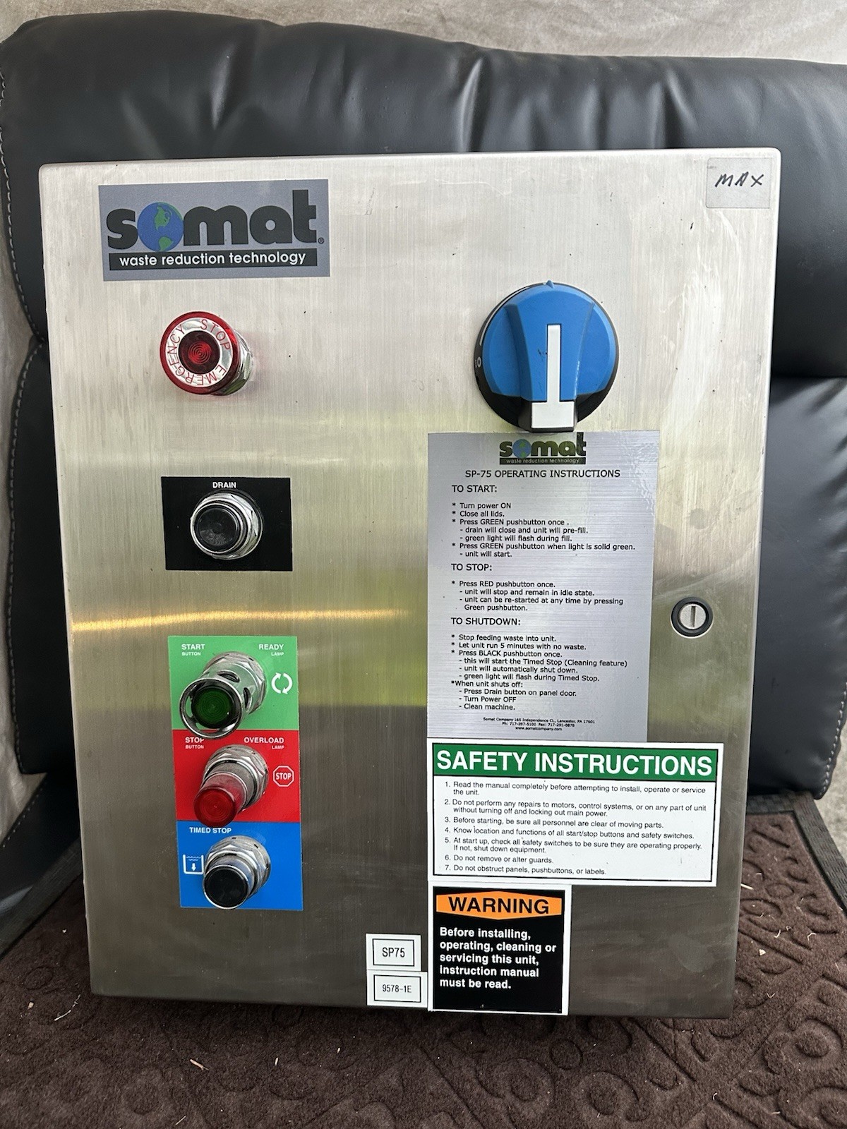 Somat Pulper SOM-A-Trol Main Control Panel the model-SP75 Somat Pulper SOM-A-Trol Main Control Panel the model-SP75
