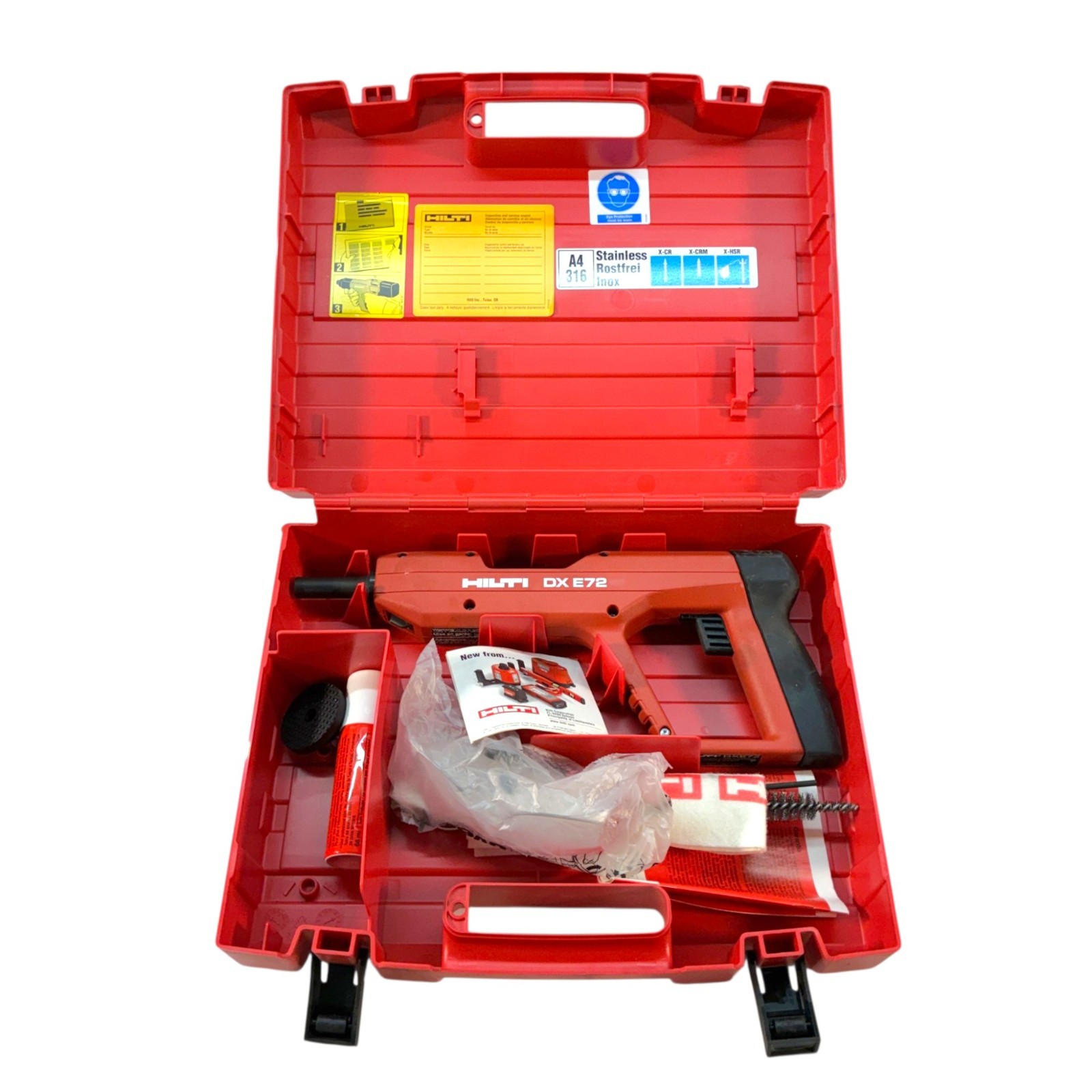 Hilti DX E72 Powder Actuated Direct Fastening Tool Kit w/ Case & Accessories Hilti DX E72 Powder Actuated Direct Fastening Tool Kit w/ Case & Accessories