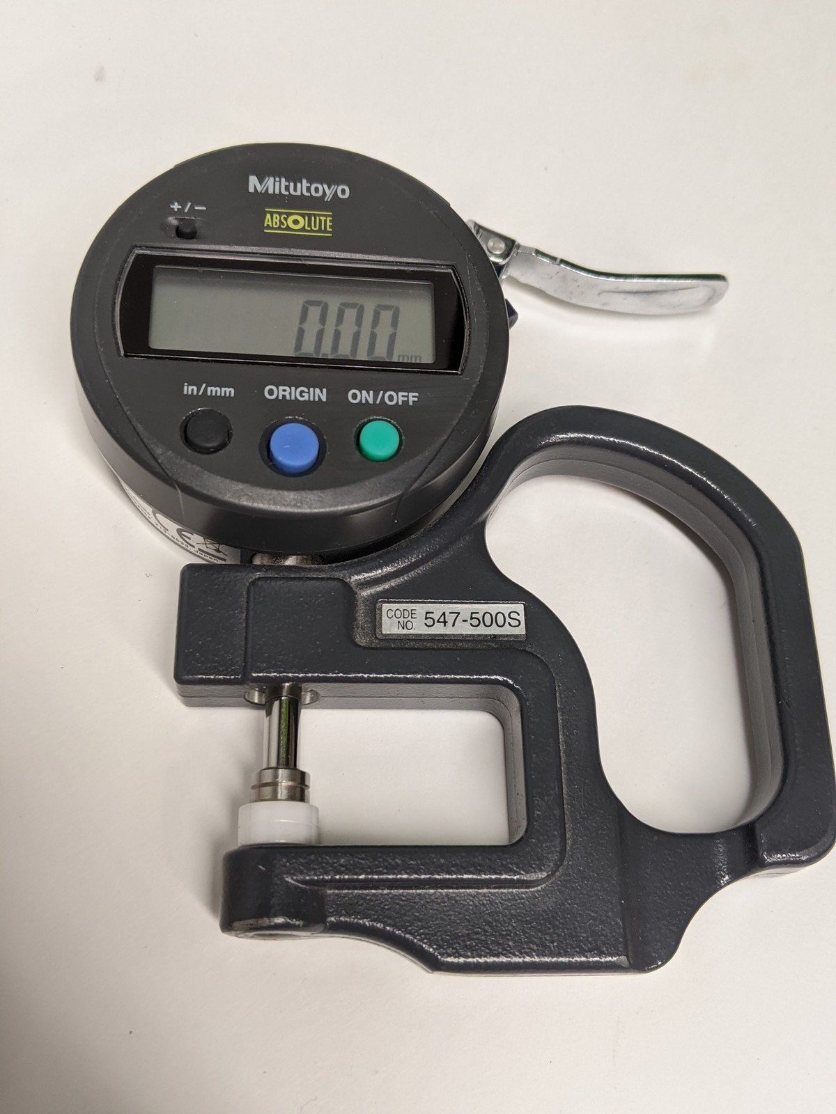 Mitutoyo 547-500S ABSOLUTE Digimatic Digital Thickness Gage 0-12mm Case