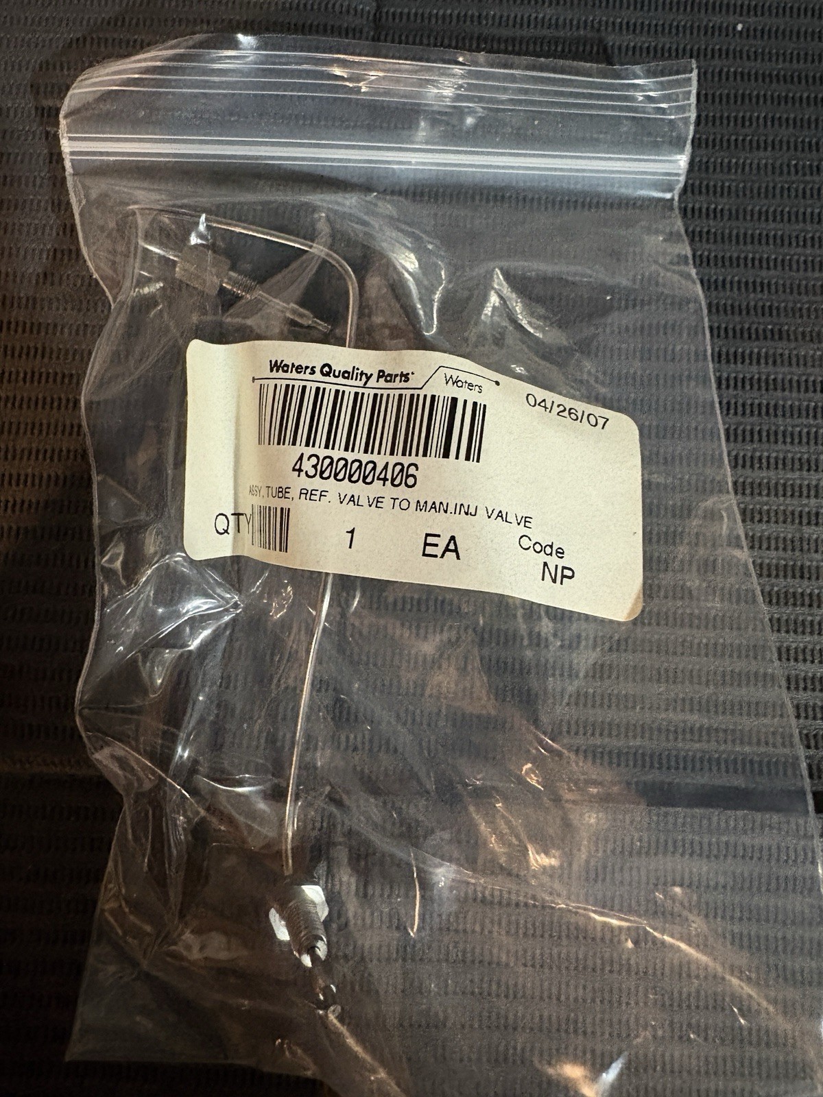 Waters 430000406 700001165 Tube Assembly Reference Valve Manual Injector NOS