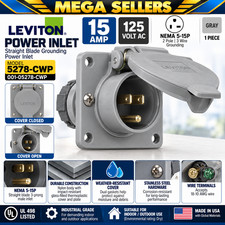 Leviton 5278-CWP 15A 125V Straight Blade Grounding Power Inlet Outlet Gray  picture