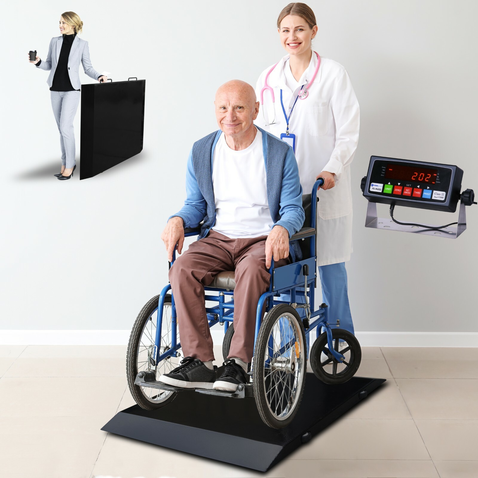 Refurbished 1000lb Digital Wheelchair Scale Medical Patient Portable Indicator Refurbished 1000lb Digital Wheelchair Scale Medical Patient Portable Indicator