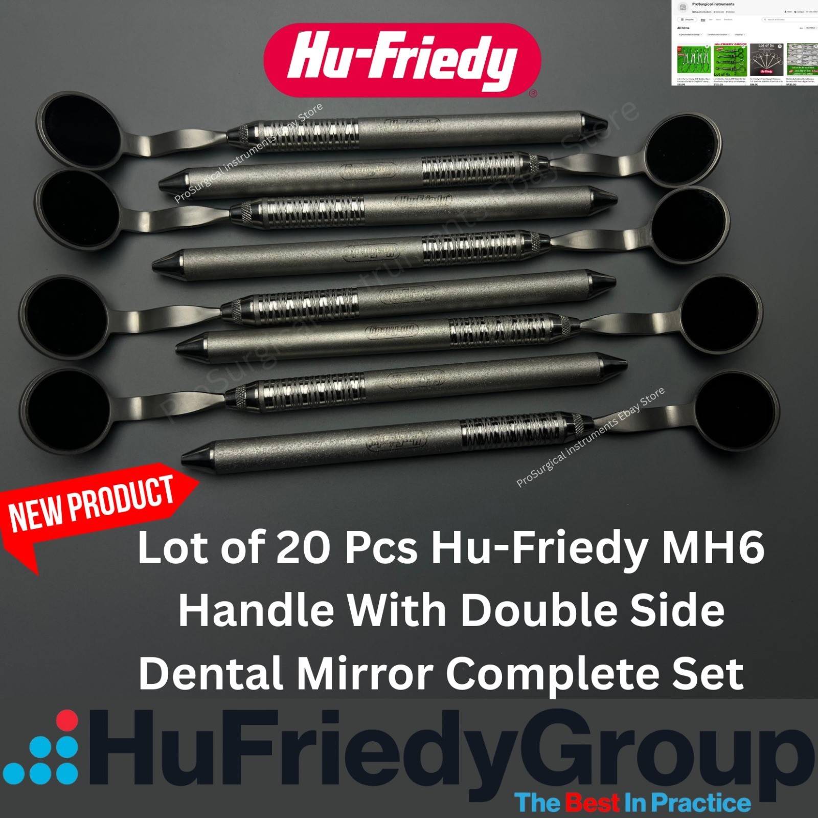 Lot of 20 Pcs Hu-Friedy MH6 Handle With Double Side Dental Mirror Cone Socket Lot of 20 Pcs Hu-Friedy MH6 Handle With Double Side Dental Mirror Cone Socket