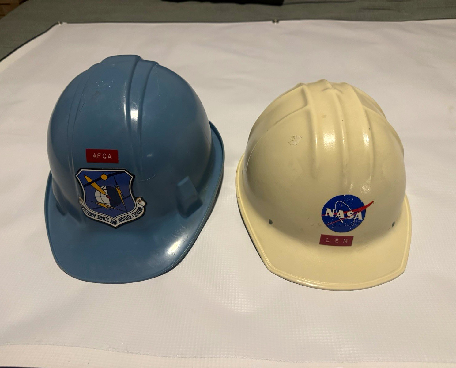 Vintage NASA Apollo Hard Hats Lee E Mountfort Vandenberg AFQA Lot of 2