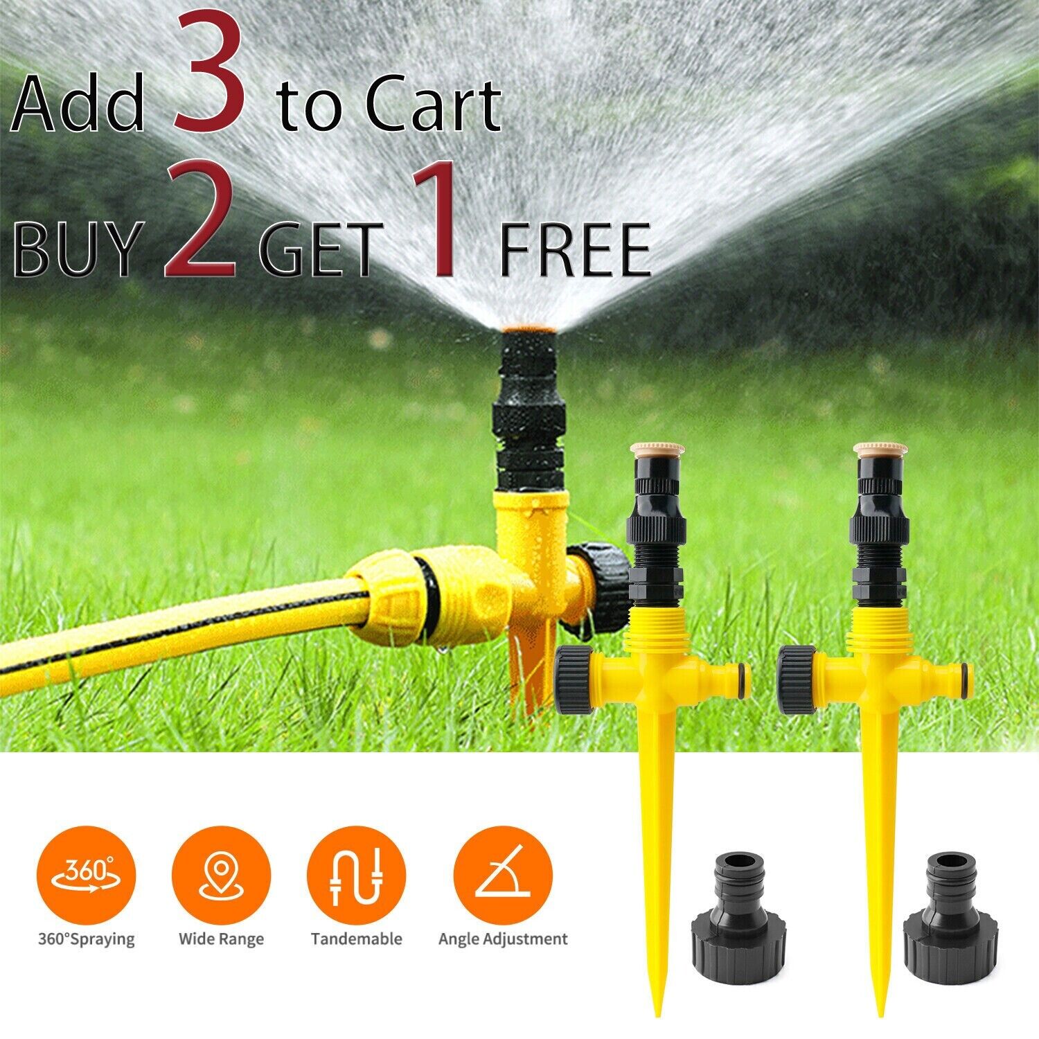 360° Rotation Auto Irrigation System Garden Lawn Sprinkler Patio Save Water USA