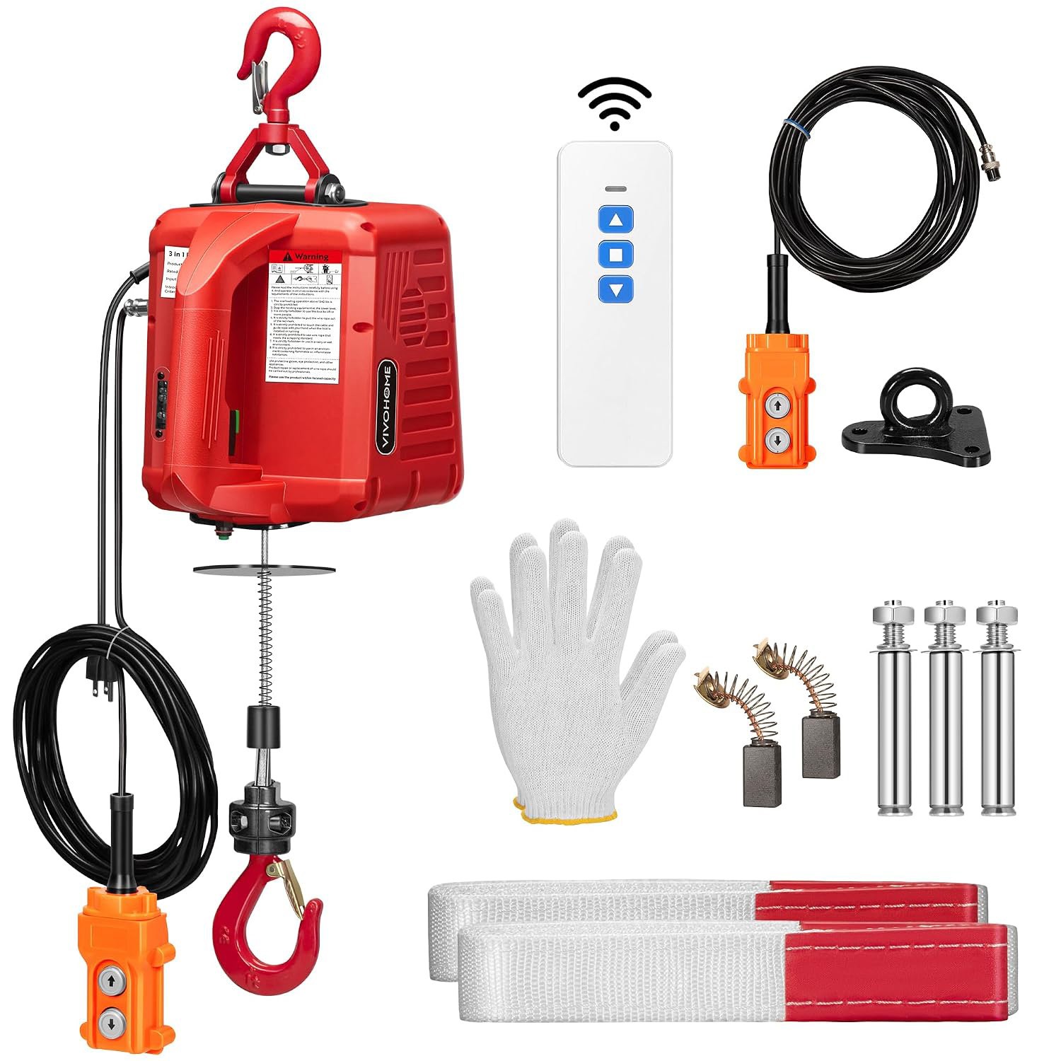 3-in-1 Electric Hoist Winch 1100LBS 40FT Lift 110V Crane Wired & Wireless Remote 3-in-1 Electric Hoist Winch 1100LBS 40FT Lift 110V Crane Wired & Wireless Remote