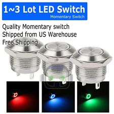 1~3PCS LED Metal Momentary Push Button Switch 4Pin 12mm 4.5~12V Red/Green/Blue picture