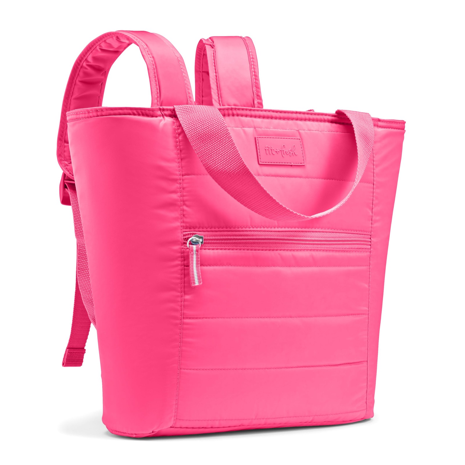 Fit & Fresh Mari Insulated Soft Backpack Cooler Tote, 12-Can 12 Can, Hot Pink