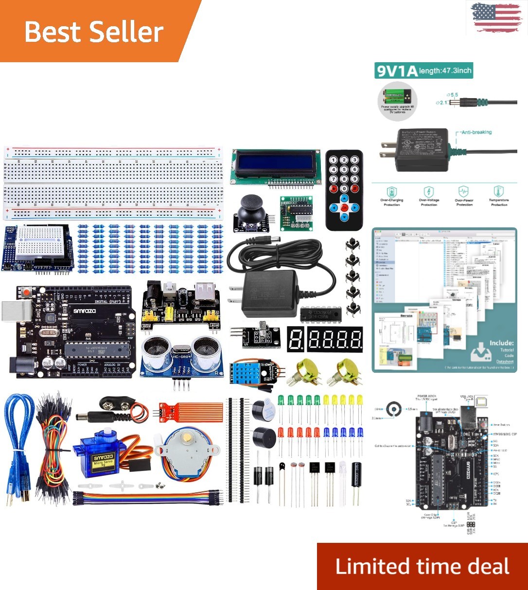Complete Arduino Starter Kit with LCD 1602, Power Supply & No Soldering Needed Complete Arduino Starter Kit with LCD 1602, Power Supply & No Soldering Needed