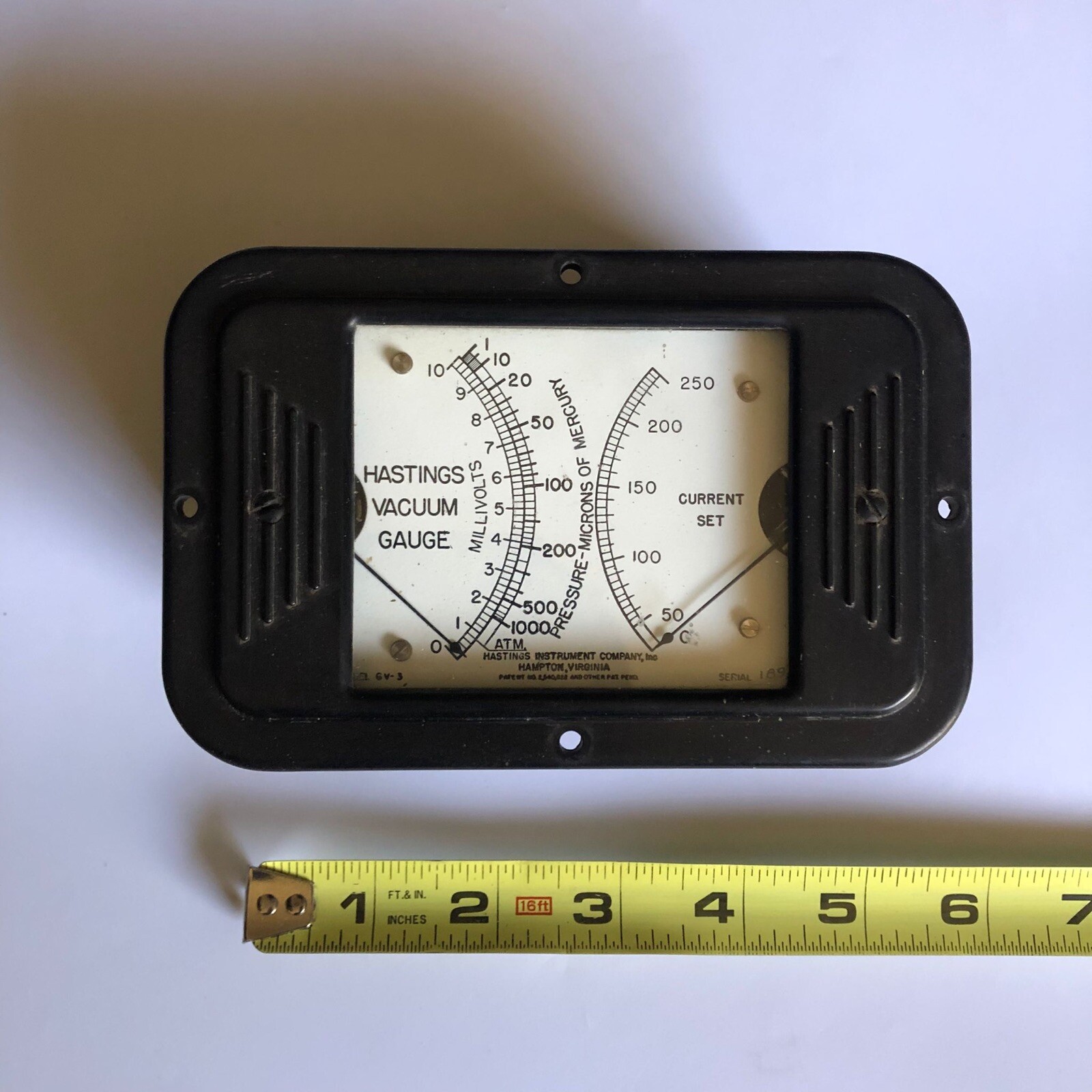Hastings Model GV-3 Vacuum Gauge VA9 Hastings Model GV-3 Vacuum Gauge VA9
