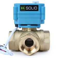 U.S. Solid 3 Way Electric Motorized Ball Valve 1 inch Brass 9-24V AC/DC picture