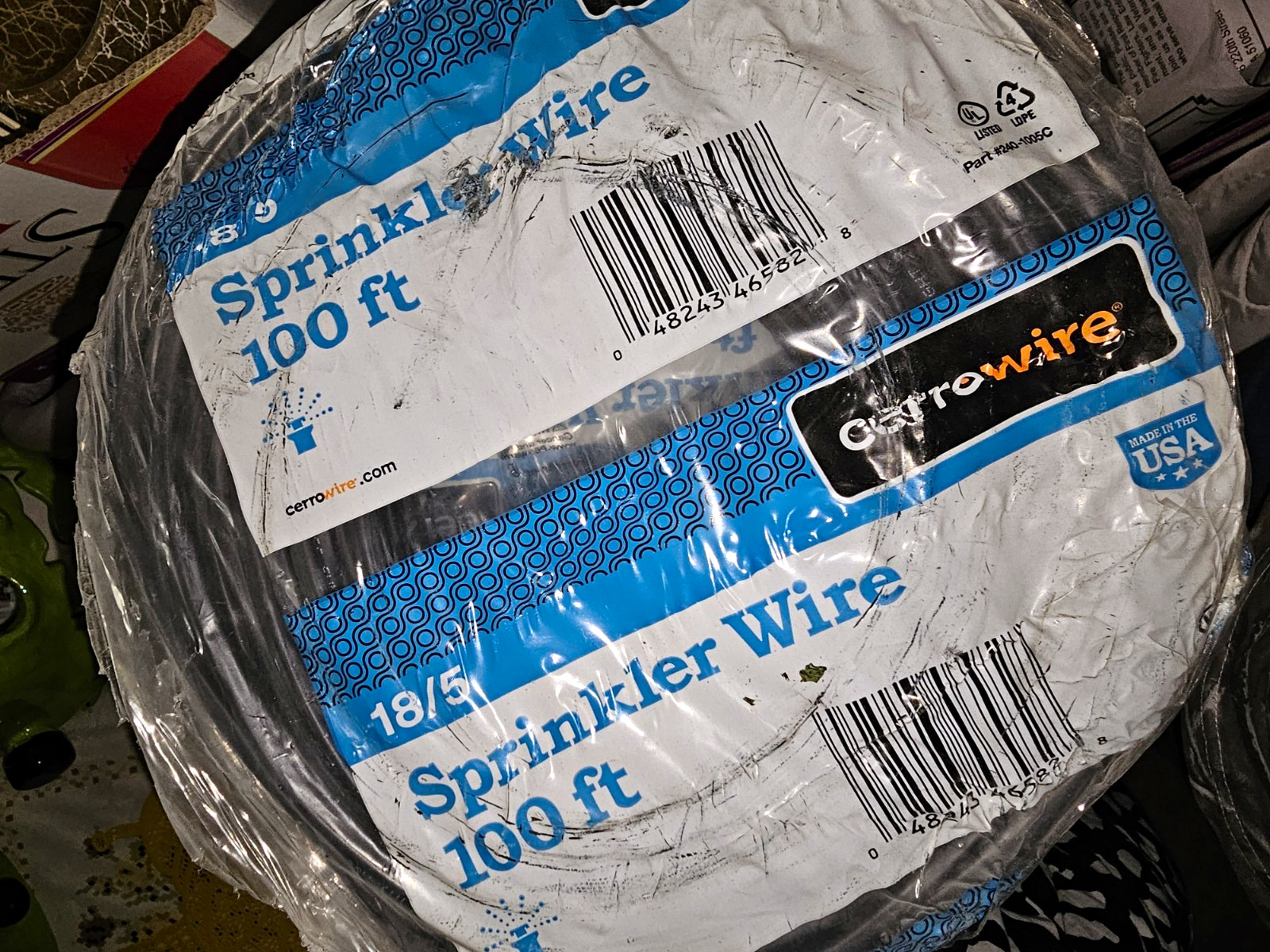 Lot of 6 Cerrowire 100 ft 18/5 Black Stranded Copper Sprinkler Wire UV Resistant