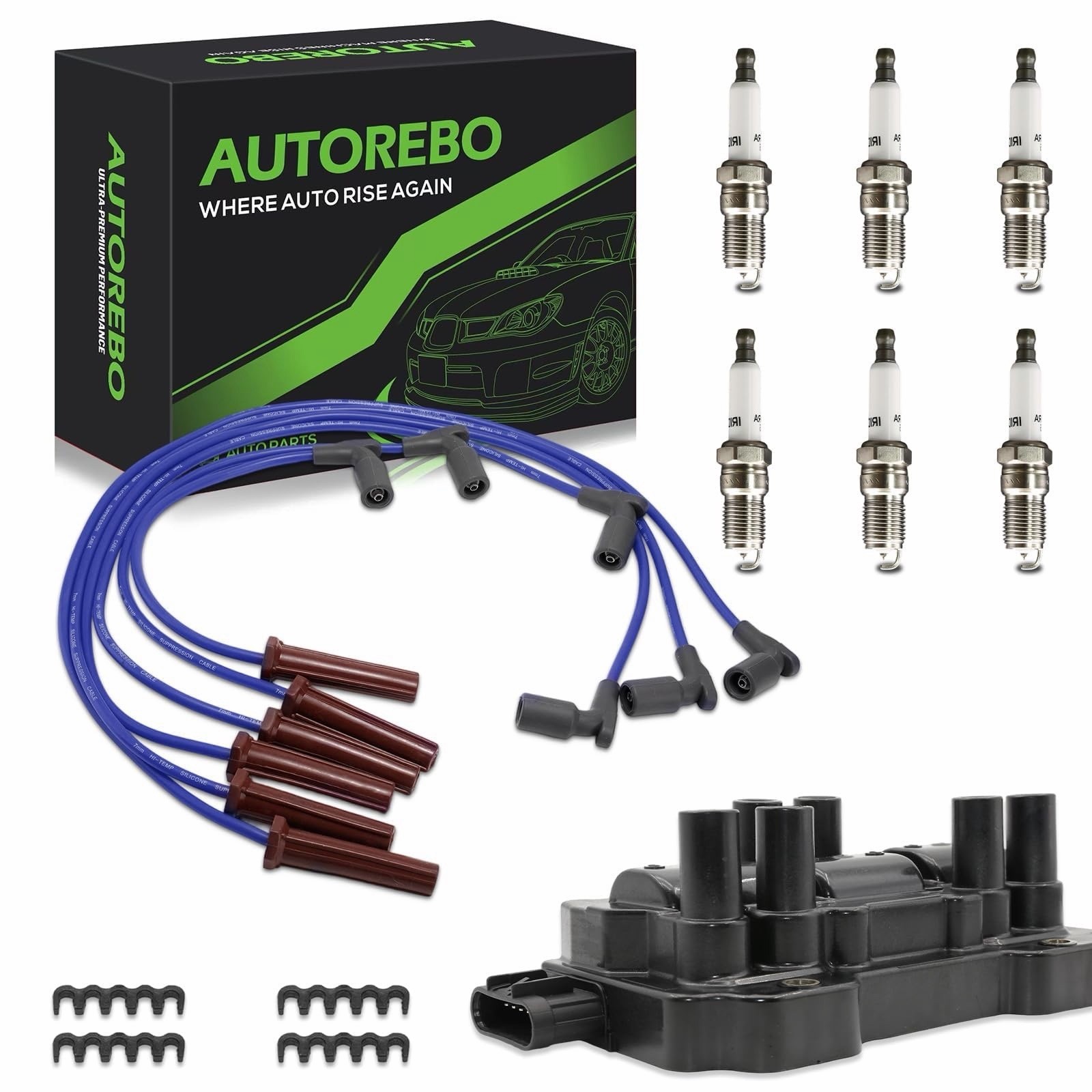 1 Ignition Coils Pack UF434 H006T94171ZC With 6 Iridium Spark Plugs And Wire New