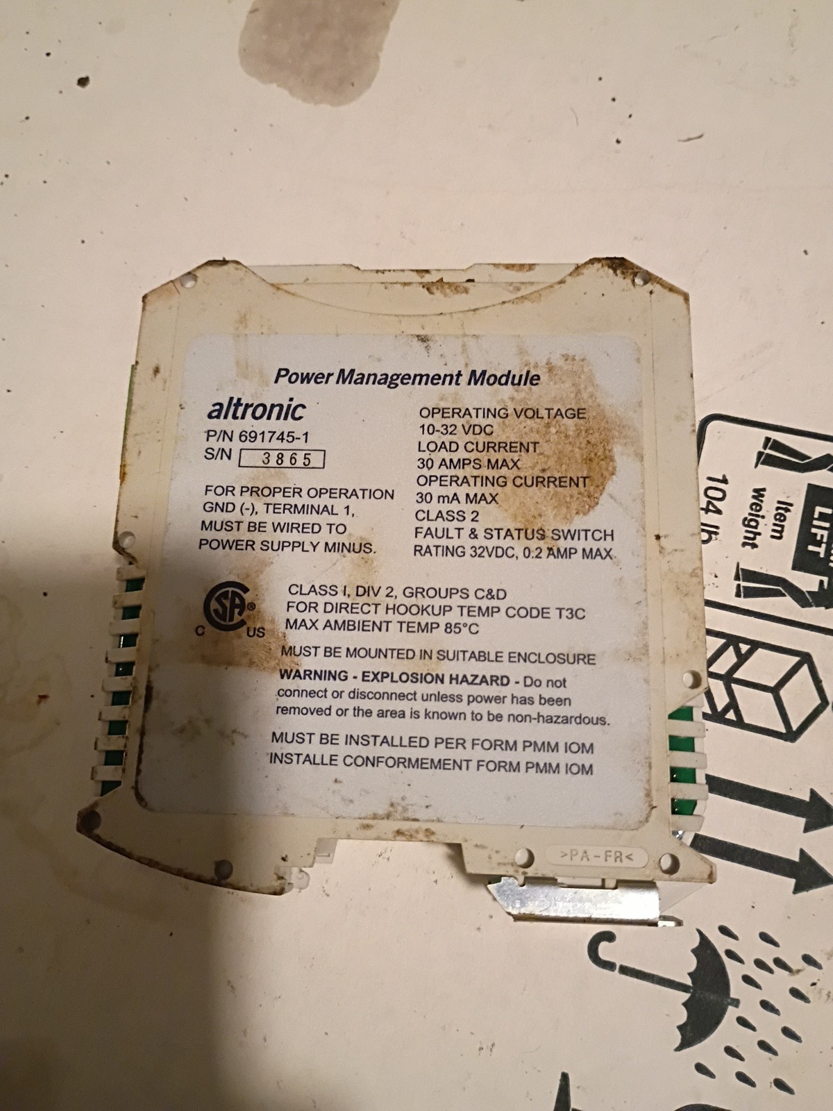 ALTRONIC 691745-1, POWER MANAGEMENT MODULE ALTRONIC 691745-1, POWER MANAGEMENT MODULE