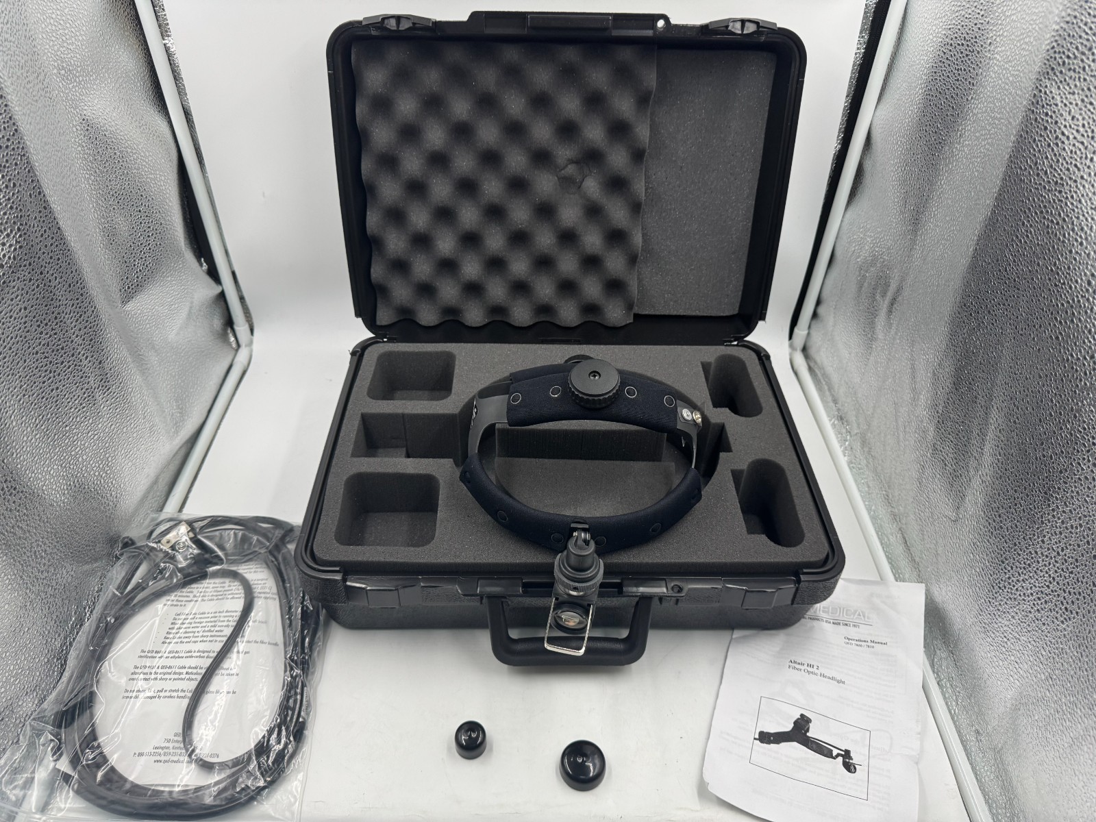 QED Medical Altair HI 2 Fibre Optic Surgical Headlight 3M Cable dental UK VAT