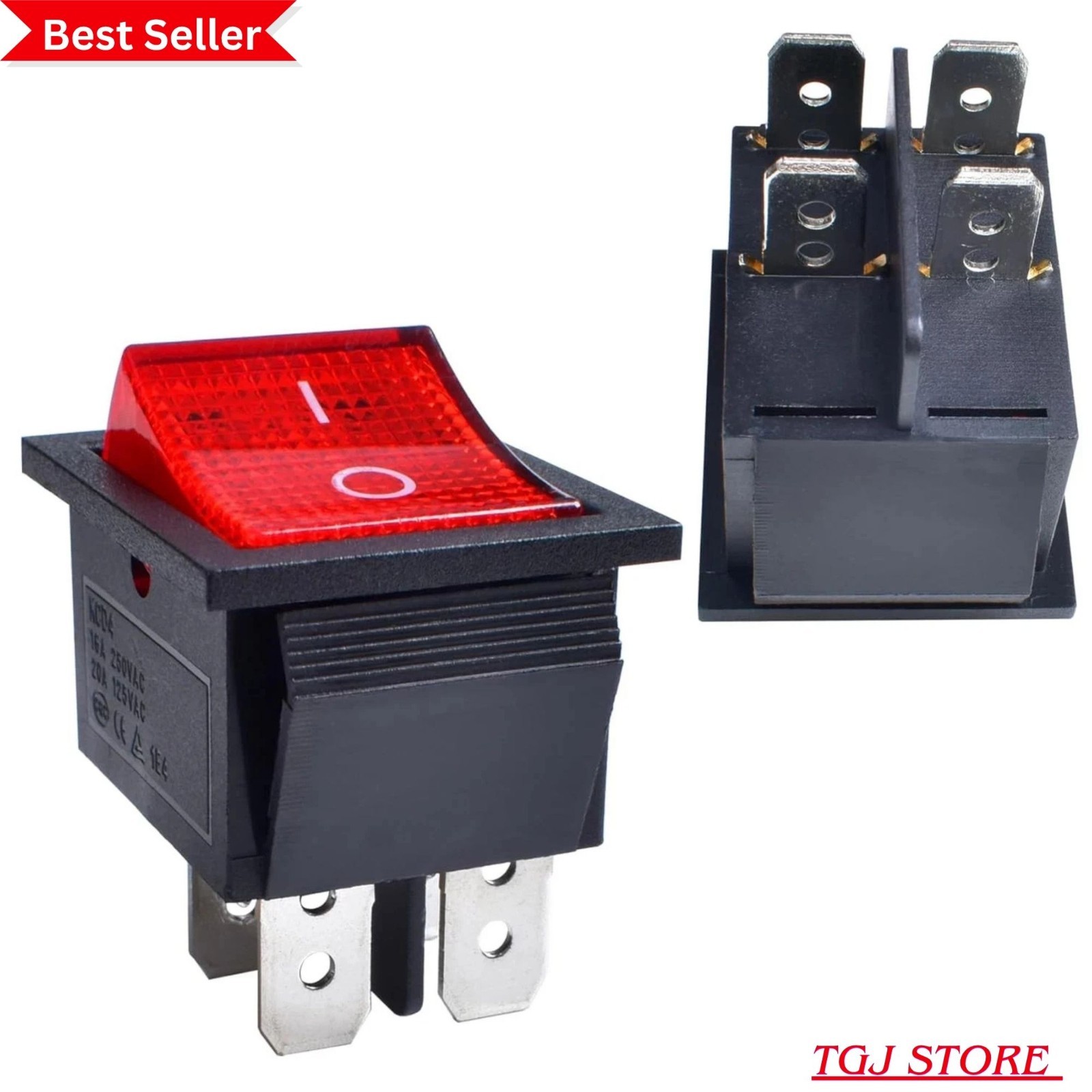 2 Pcs Rocker Switch DPST 4 Pins 2 Position on off Red LED Light 20A 125V 16A 250 2 Pcs Rocker Switch DPST 4 Pins 2 Position on off Red LED Light 20A 125V 16A 250