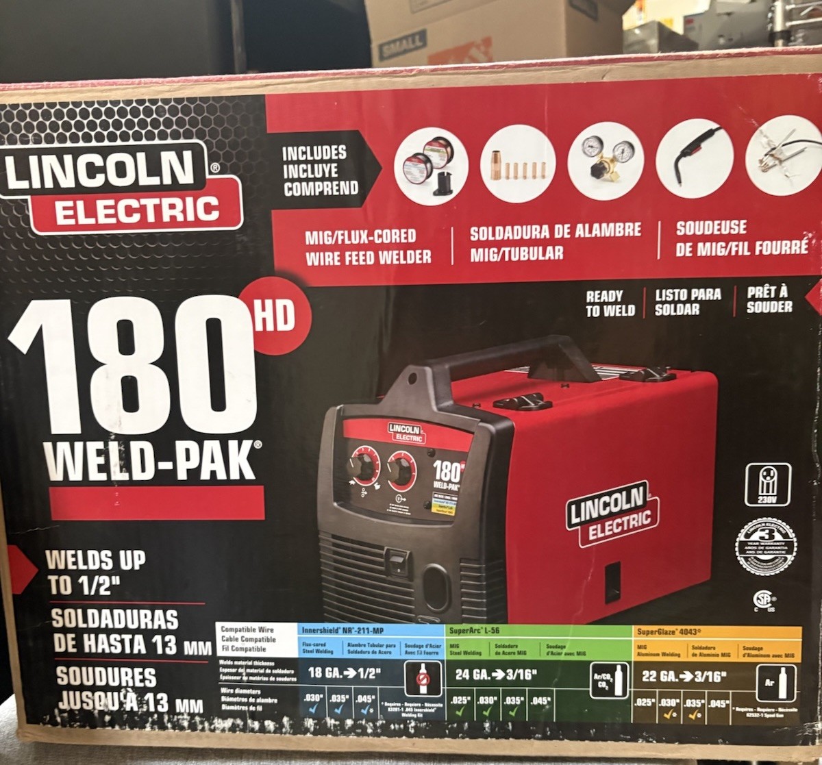 New Lincoln Electric Weld-Pak 180HD MIG Welder K2515-1 230V NO SPOOL GUN New Lincoln Electric Weld-Pak 180HD MIG Welder K2515-1 230V NO SPOOL GUN