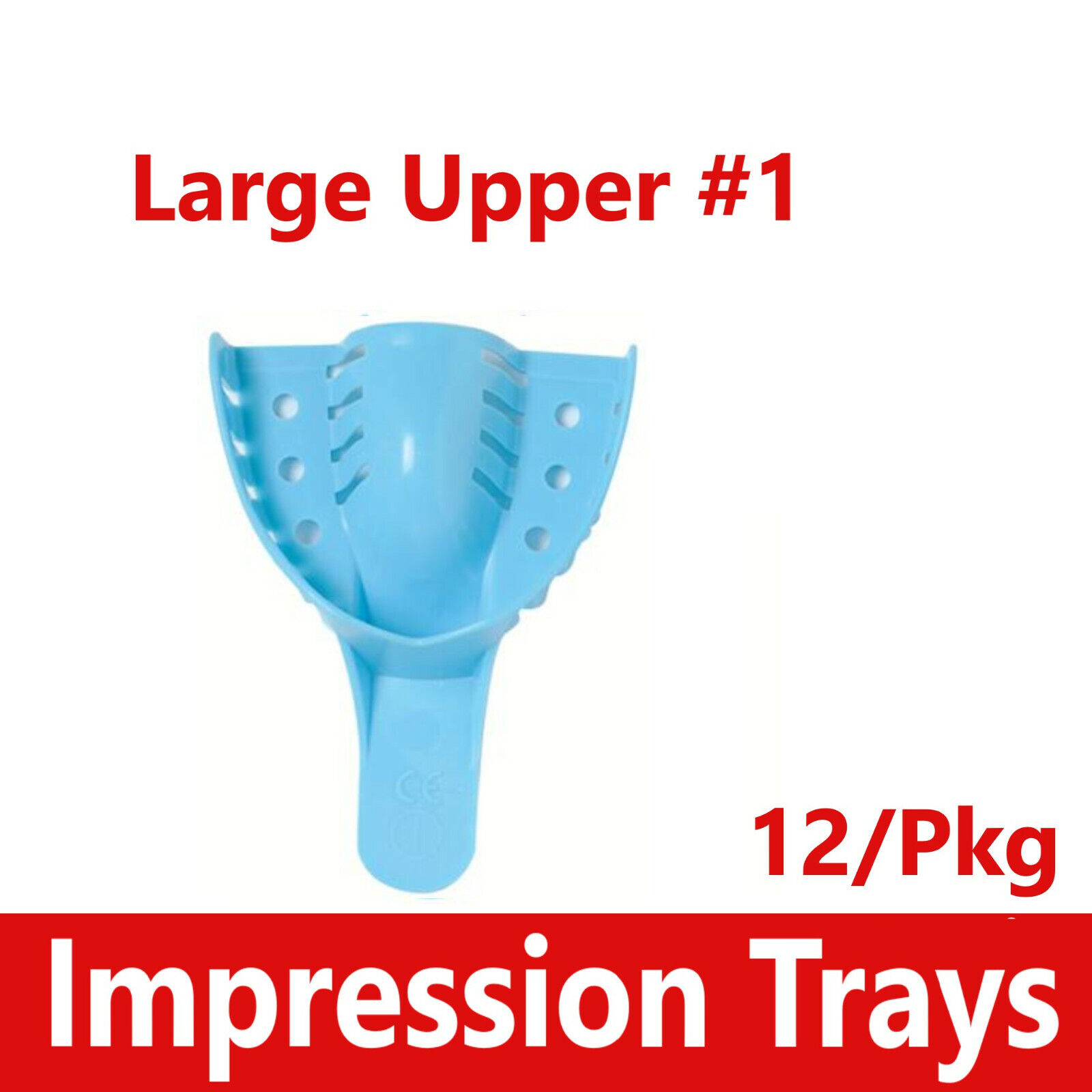 Dental Impression Trays Perforated Plastic Disposable Ped/S/M/L Upper/Lower 12Pk