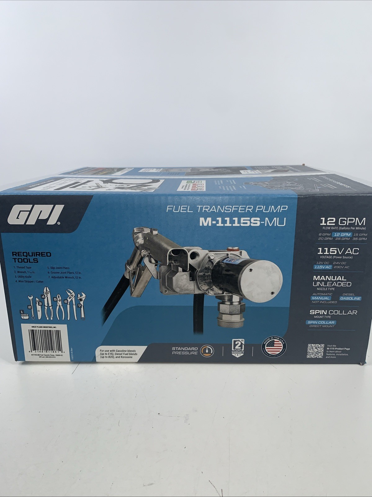 GPI M-1115S-MU 12-GPM 115V AC Manual Fuel Pump (110000-81) GPI M-1115S-MU 12-GPM 115V AC Manual Fuel Pump (110000-81)