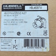 Hubbell HBL460B7W IEC Pin & Sleeve Inlet Plug, 480V 3-Pole IP67 Flange picture