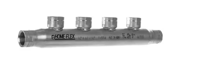 HOME-FLEX 1/2 In. X 1/2 In. X (4) 1/2 Inch CSST FIPT Stainless Steel Manifold HOME-FLEX 1/2 In. X 1/2 In. X (4) 1/2 Inch CSST FIPT Stainless Steel Manifold