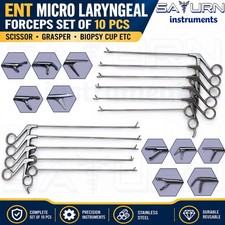 ENT Micro Laryngeal Forceps Set Of 10 Pcs 2mm x 23cm Scissor Biopsy Grasper New picture