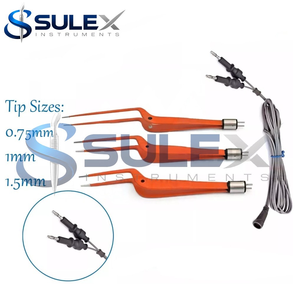 3pcs Set Non-Stick Bayonet Bipolar Forceps & 3mtr Cord