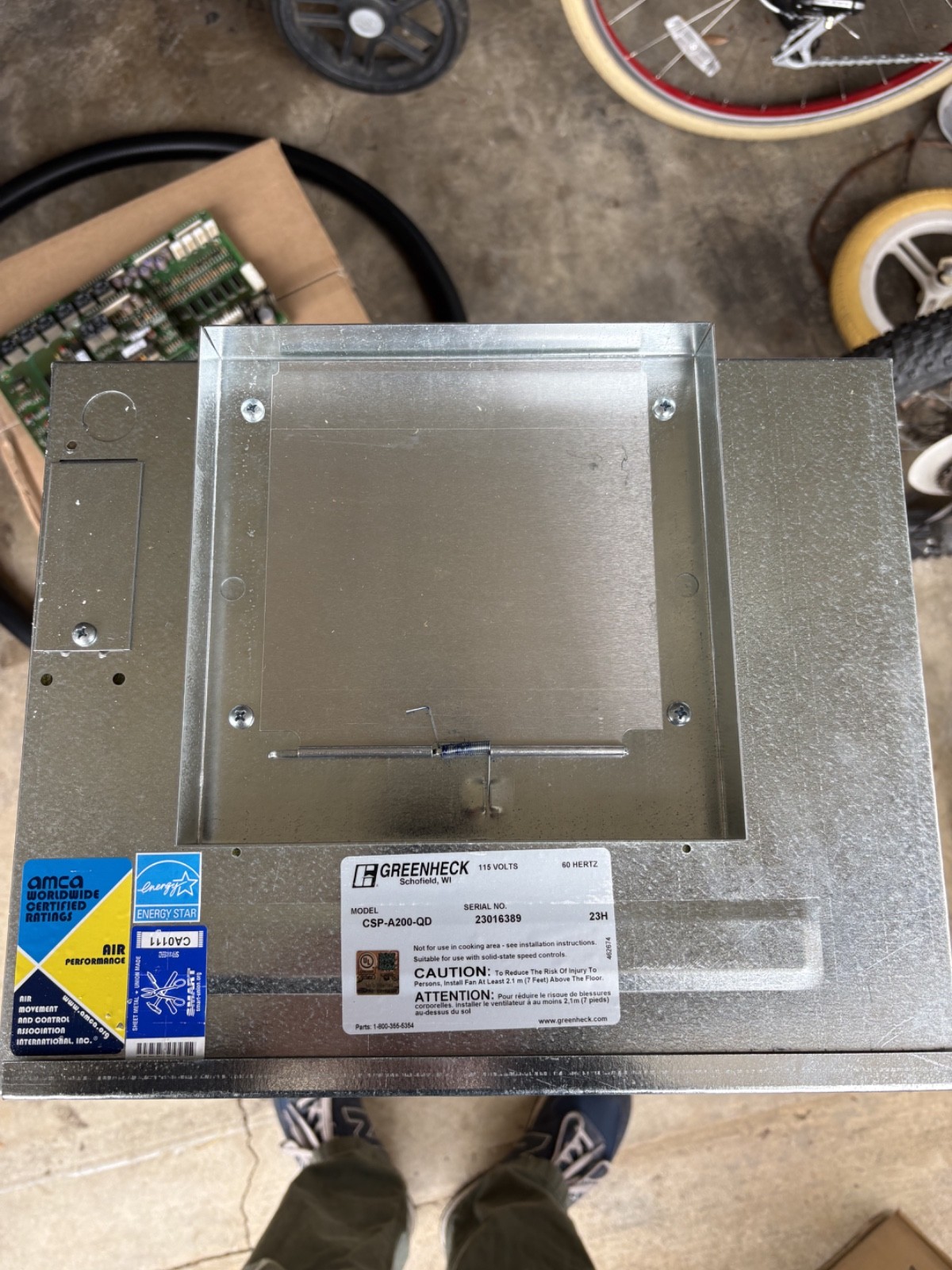 Greenheck CSP-A200-QD, serial number 23016389, brand new, in the box Greenheck CSP-A200-QD, serial number 23016389, brand new, in the box