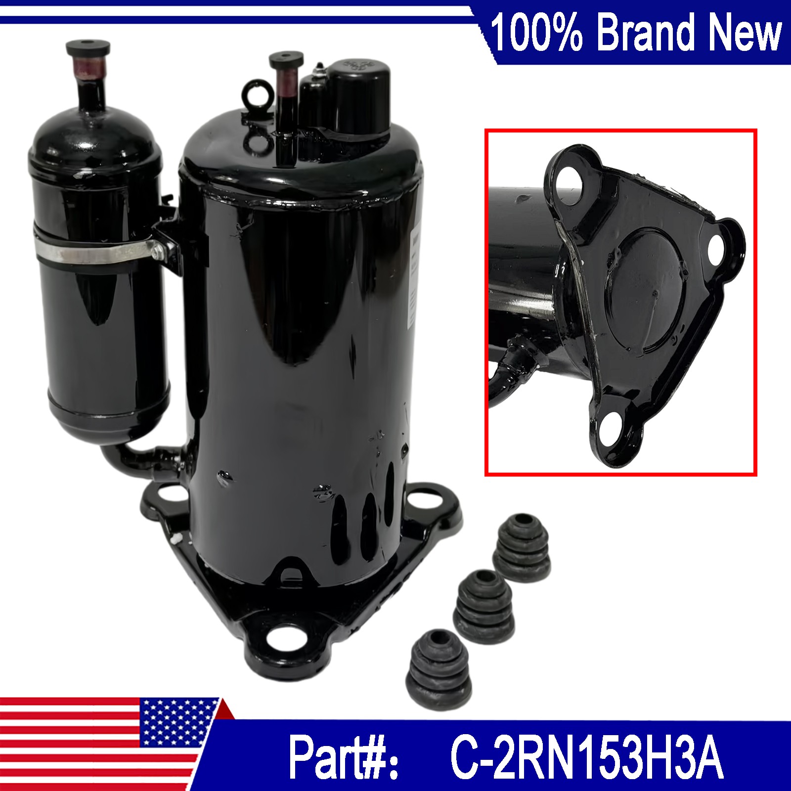 1× C-2RN153H3A Fit For Equipment Compressor three-phase 200V 1500W USA 1× C-2RN153H3A Fit For Equipment Compressor three-phase 200V 1500W USA