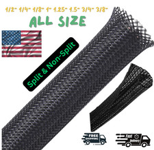 Split Braided Cable Sleeve Nylon Self Wrap Wire Loom Cord Management Protector picture