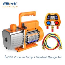 Elitech 2-in-1 HVAC Tool Kit with 3CFM Vacuum Pump Digtal  Manifold Gauge picture