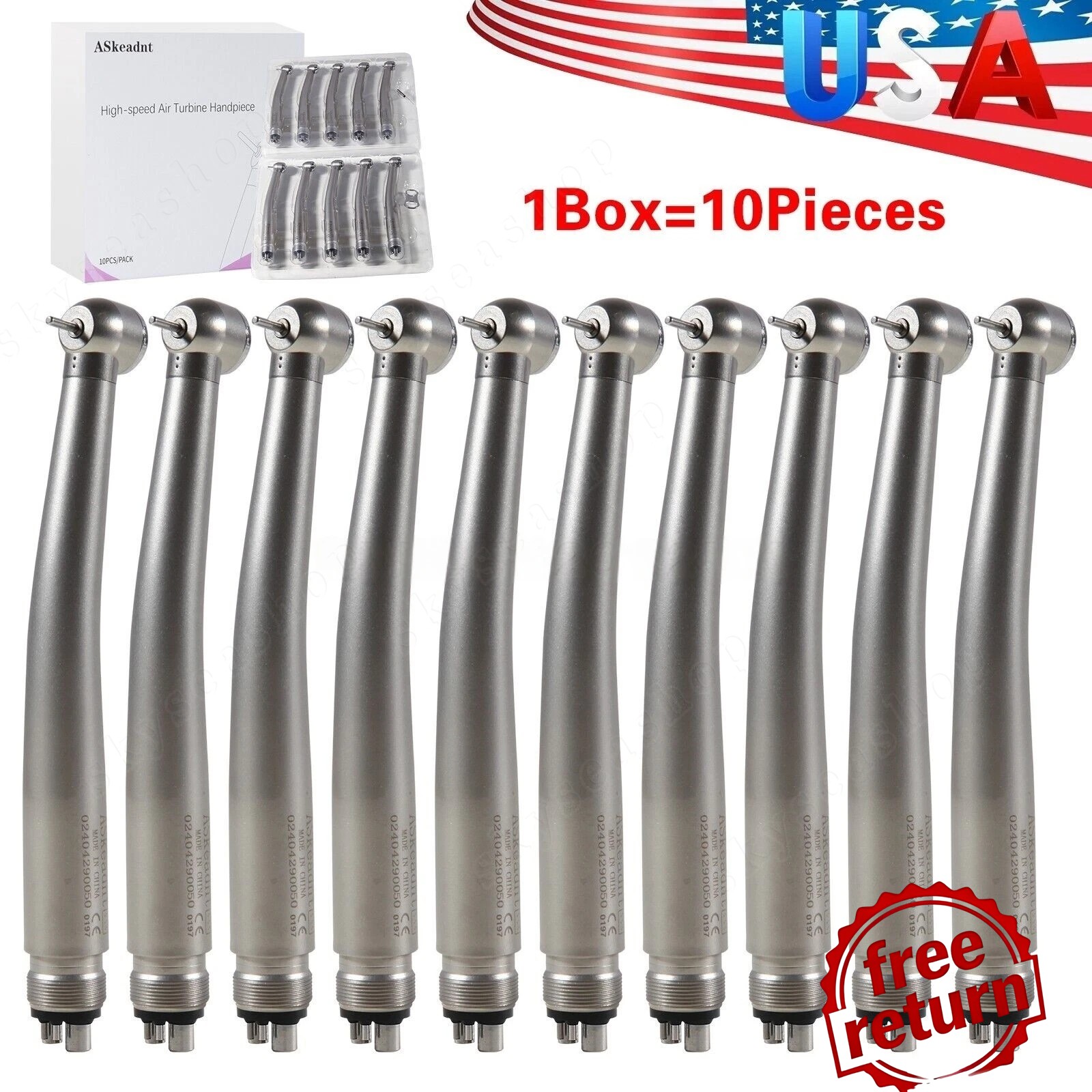 10 PCS Dental High Speed Handpiece Push Button Turbine 4 Hole NSK Pana Max Style 10 PCS Dental High Speed Handpiece Push Button Turbine 4 Hole NSK Pana Max Style