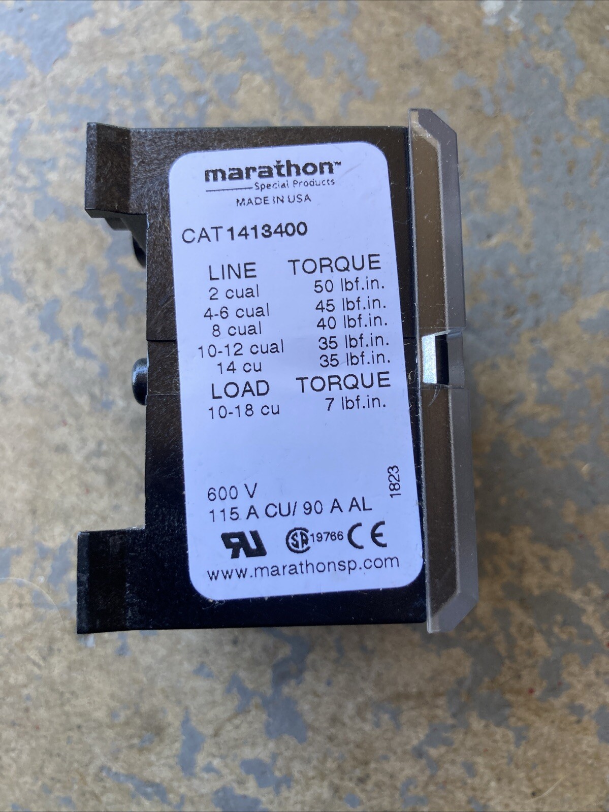 MARATHON CAT1413400 SPECIAL PRODUCTS POWER DISTRIBUTION BLOCKS 600V 115 A CU/90