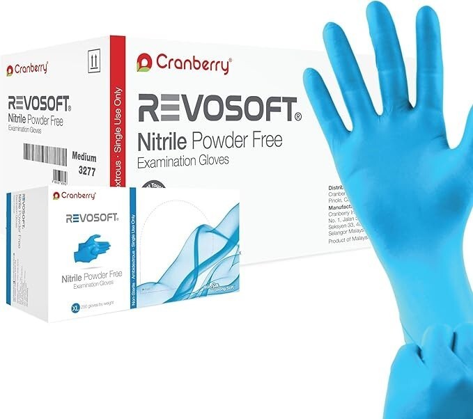CRANBERY - RevoSoft Nitrile Exam Gloves PF - MEDIUM - Case of 3000 - 3277