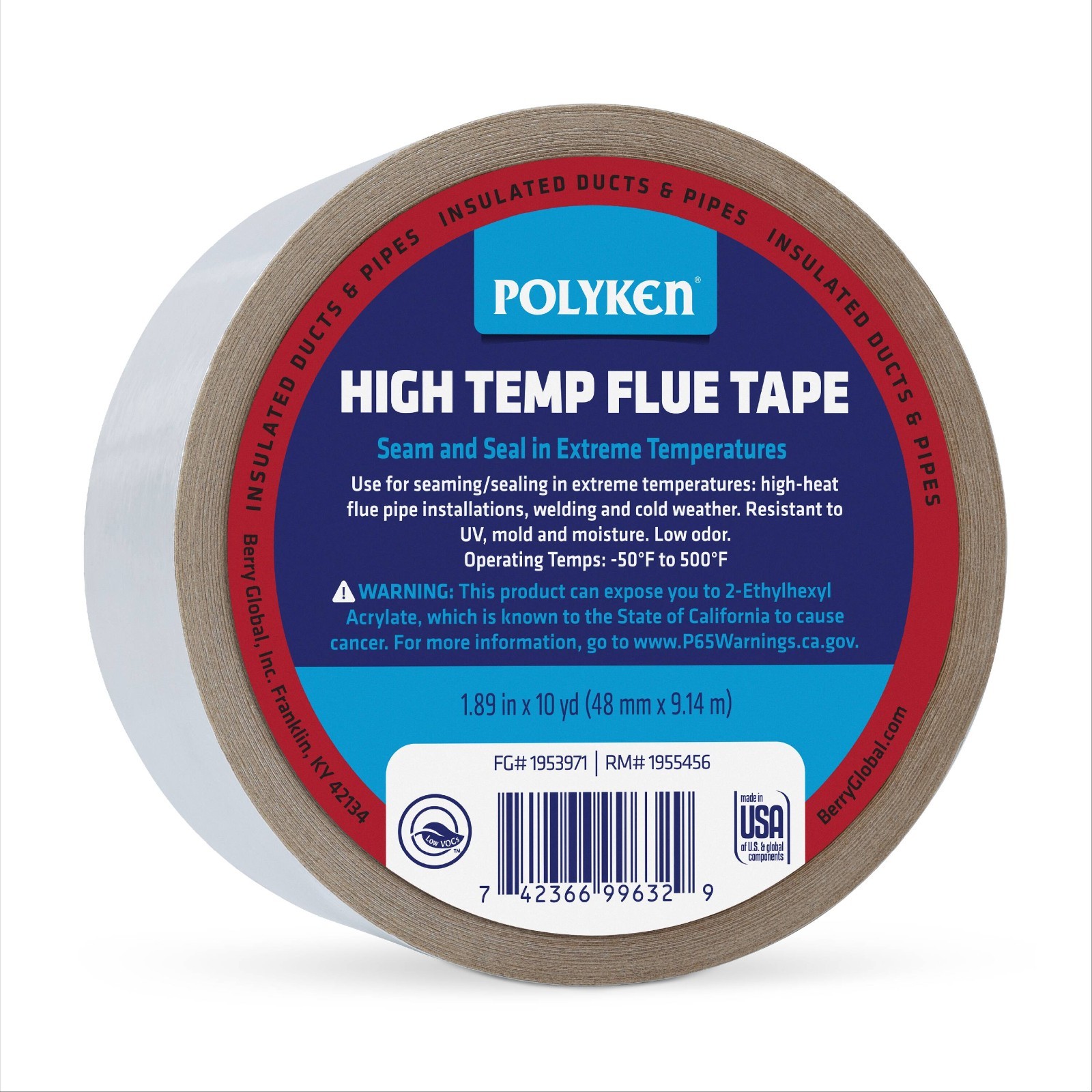 POLYKEN High Temp Flue Tape Roll (1.89 in. x 10yd) #1953971 POLYKEN High Temp Flue Tape Roll (1.89 in. x 10yd) #1953971