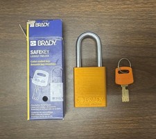 (BOX OF 12) Brady Alu-Org-38St-Ka12pk Padlock, Keyed Alike, Alum, Orange, 1 1/2 picture