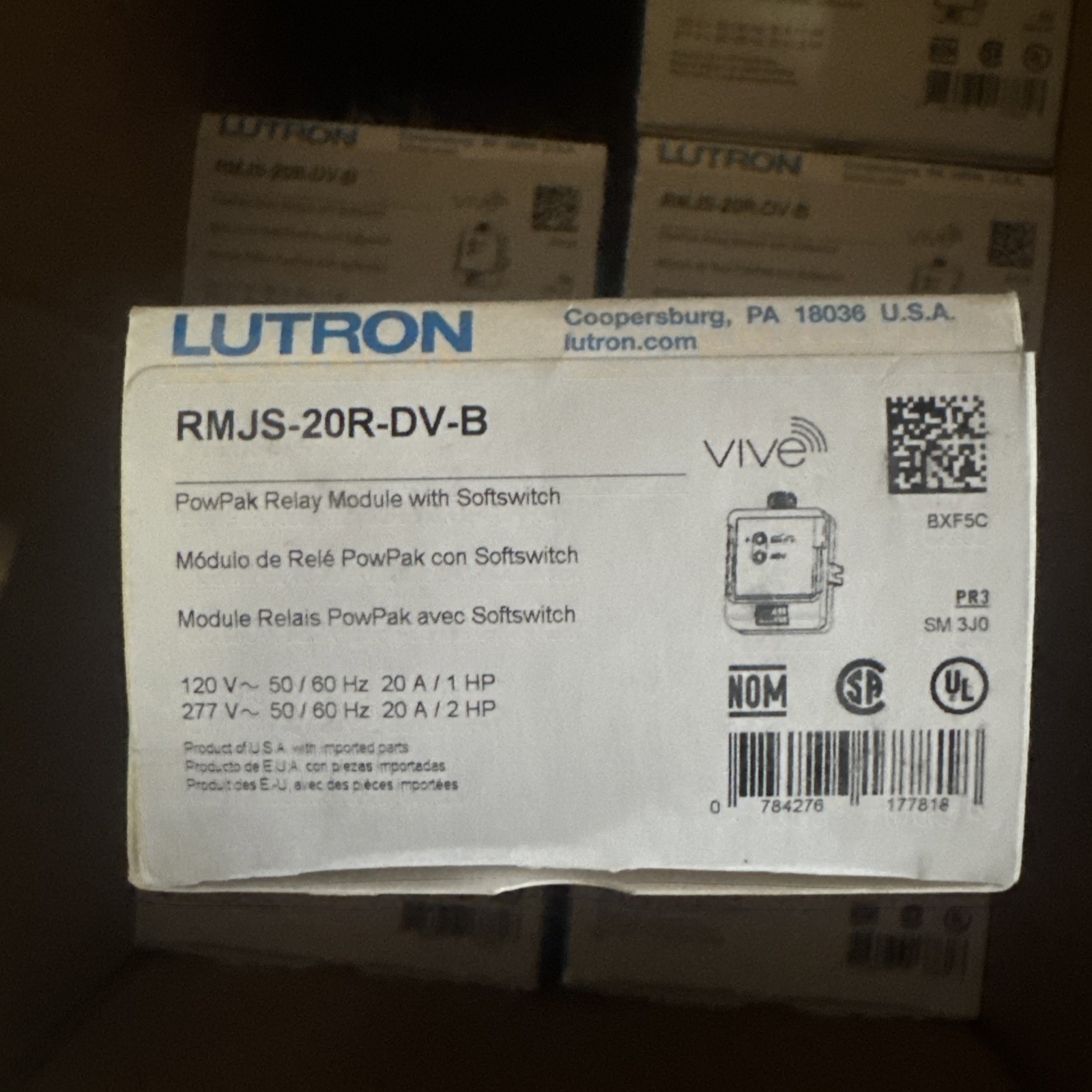 Lutron RMJS-20R-DV-B PowPak Relay Module Softswitch 20A 120/277V Commercial Lutron RMJS-20R-DV-B PowPak Relay Module Softswitch 20A 120/277V Commercial