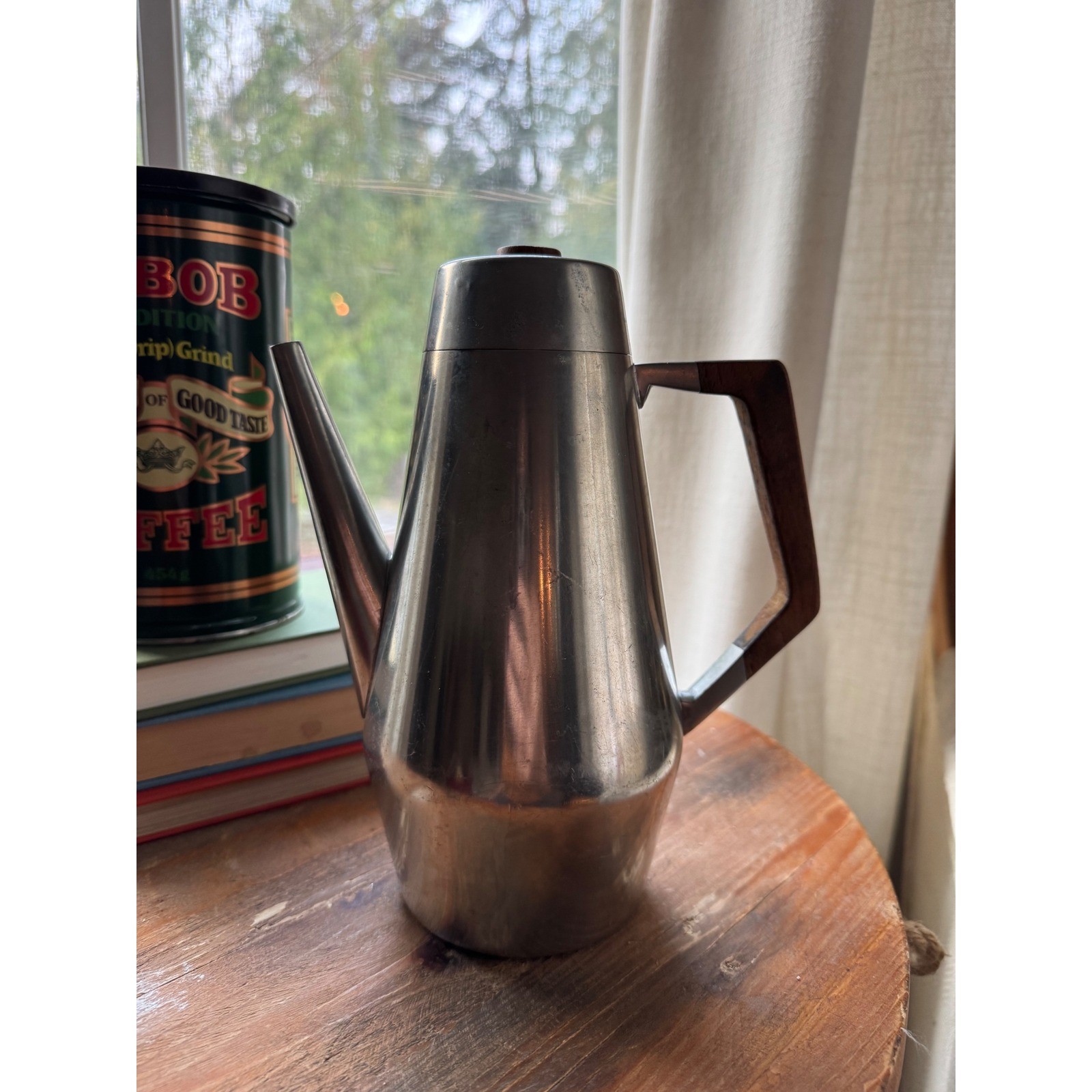 Vintage MCM Stainless Steel Coffee Carafe Wood Handle Mid Century Modern Server Vintage MCM Stainless Steel Coffee Carafe Wood Handle Mid Century Modern Server