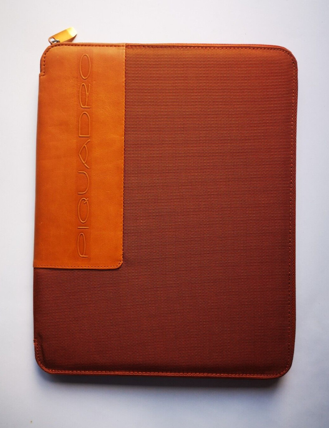Piquadro Leather & Synthetic Notebook Cover with Zipper Orange Large Italy Piquadro Leather & Synthetic Notebook Cover with Zipper Orange Large Italy