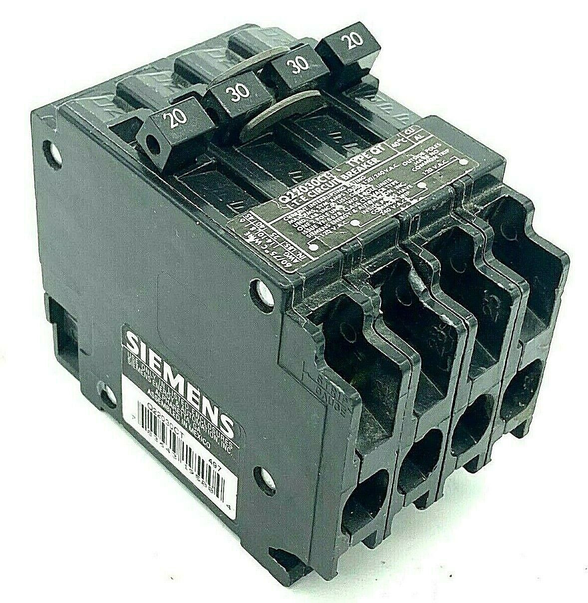 ITE Siemens Q22030CT Two 1 Pole 20A 1 2P 30 Amp 240V Quad Plug In Breaker FLAWED