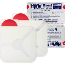 North American Rescue Genuine NAR HyFin Vent Compact Chest Seal Twin Pack,White picture