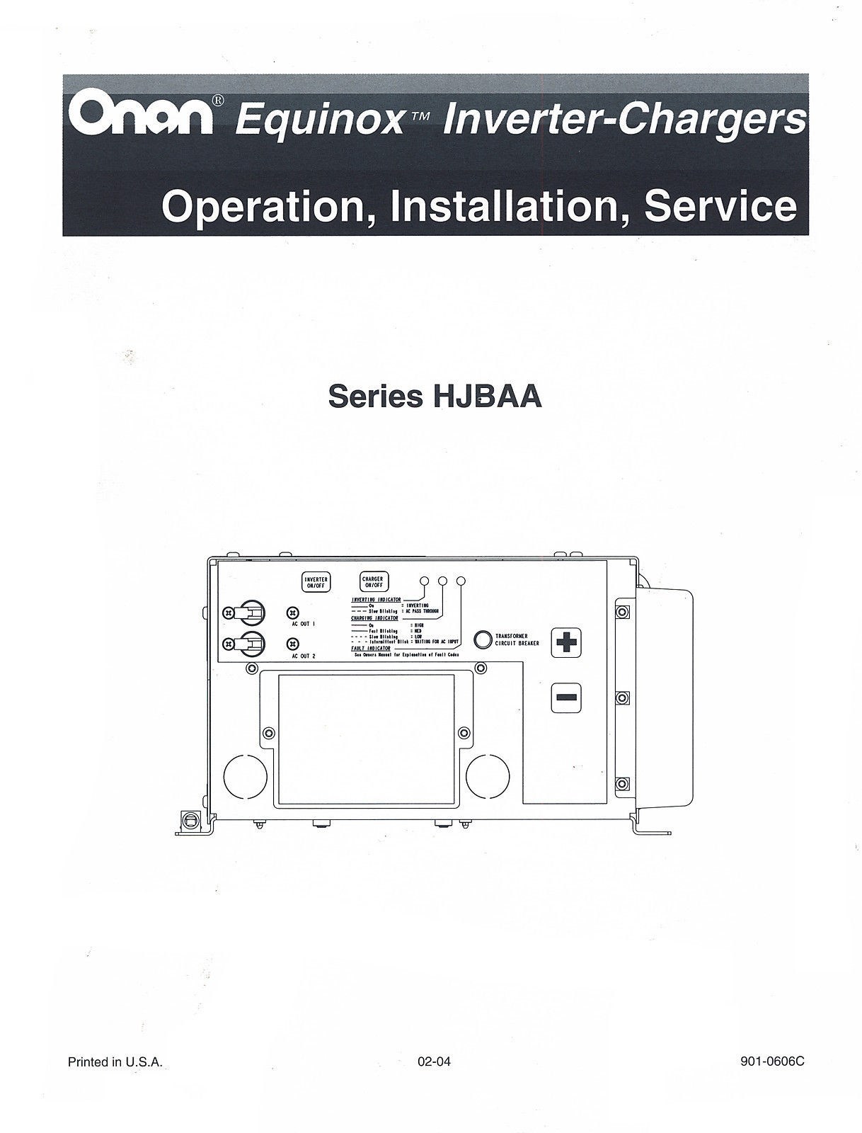 ONAN Series HJBAA Equinox Inverter Service Manual ONAN Series HJBAA Equinox Inverter Service Manual