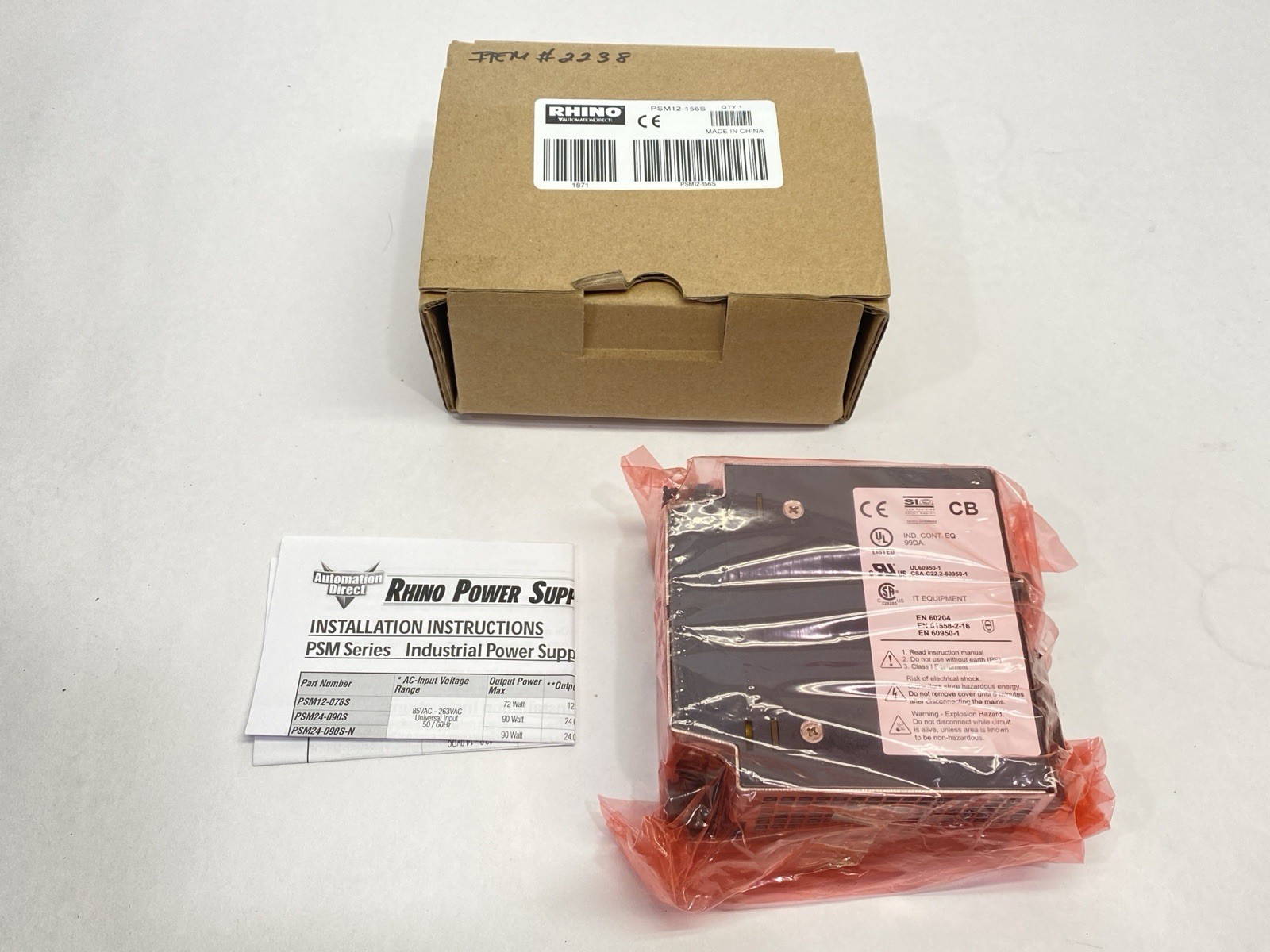 Automation Direct PSM12-156S RHINO Switching Power Supply 1PH 156W 13A