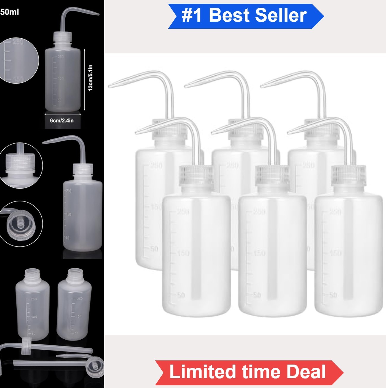 6 Pack 250ml 8oz Squeeze Wash Bottles LDPE Plastic Narrow Mouth Lab Tattoo Plant 6 Pack 250ml 8oz Squeeze Wash Bottles LDPE Plastic Narrow Mouth Lab Tattoo Plant