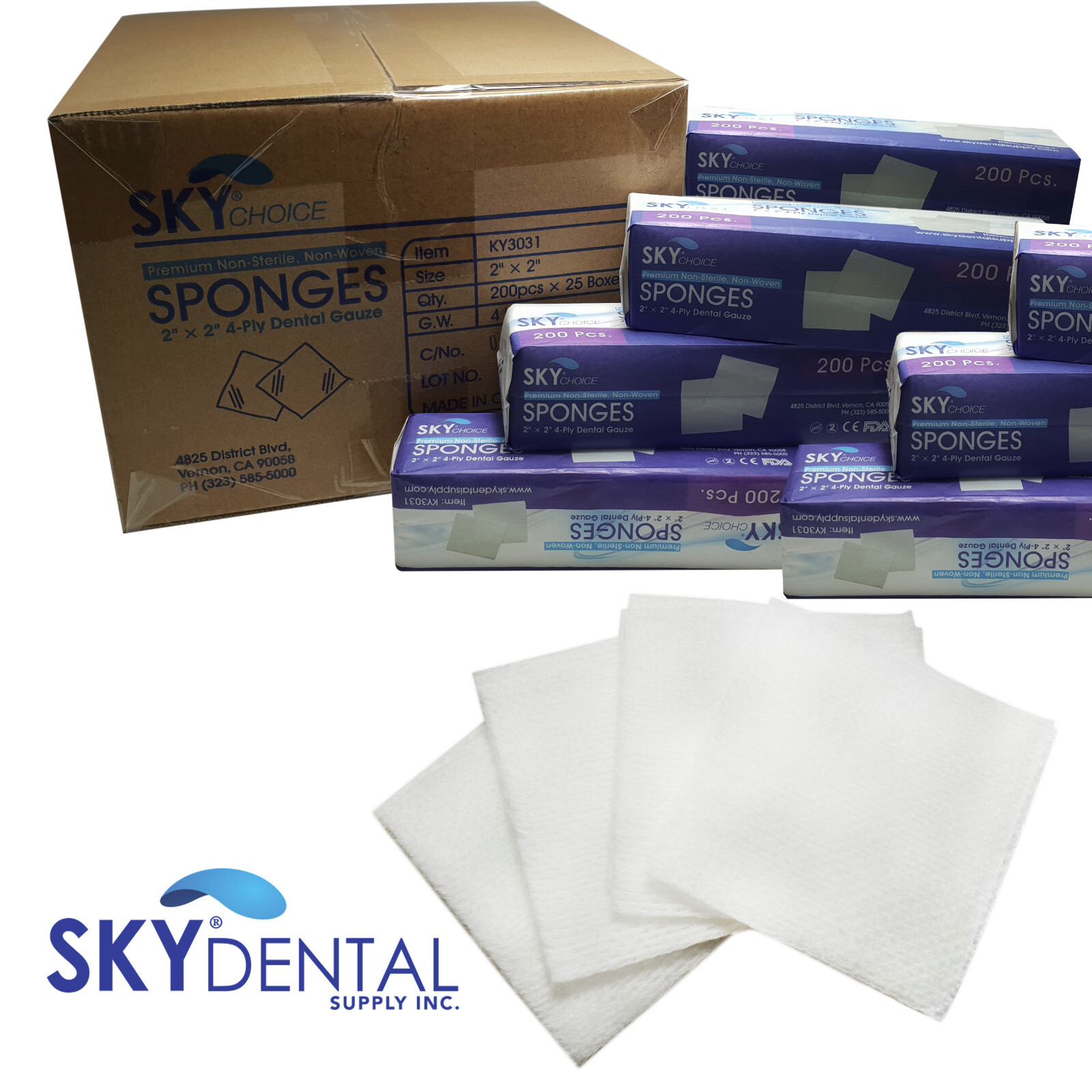 5000-2000/pack Cotton Gauze 4 Ply Dental Sponge 2x2 or 4x4 Non Woven NS 5000-2000/pack Cotton Gauze 4 Ply Dental Sponge 2x2 or 4x4 Non Woven NS