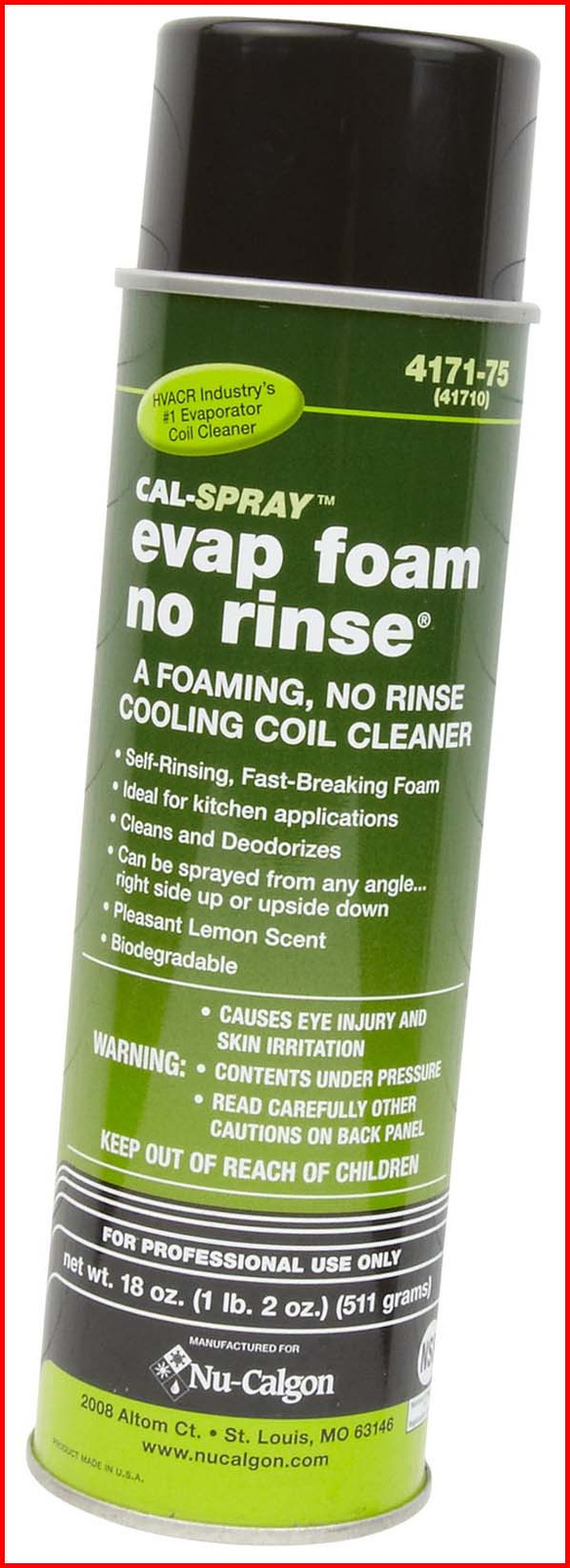 Nu-Calgon 4171-75 Evap Foam No Rinse Evaporator Coil Cleaner, 18 oz.